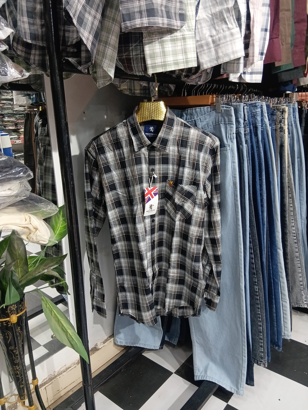 Black white shade check shirt