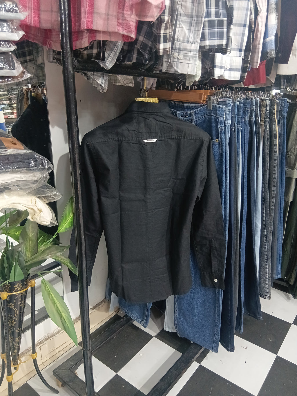 Black linen shirt