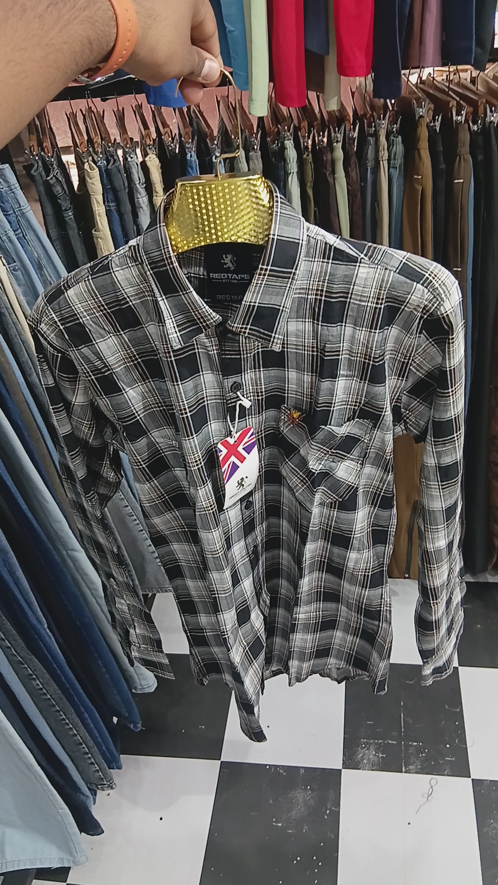 Black white shade check shirt